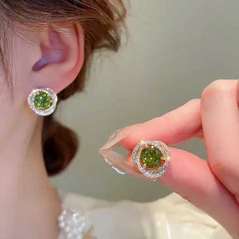Orecchini A Lobo Tondi Spirale Fiore Cavo Micro Pavé Zircone Rame Con Perno In Argento Vintage Francese Per Donna