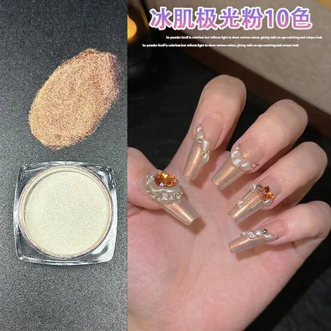 Aurora Chroom Nagel Poeder Iriserend Zeemeermin Schelp Pigment Manicure Feeënstof Kunstparelmoerglans Professionele DIY Decor