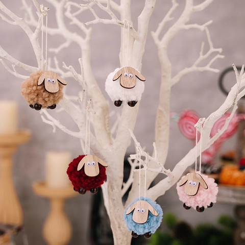 Filz Schaf Weihnachtsbaum Anhänger Holz Wolle Lamm Ornament Festliche Feiertagsdekoration Handgemachtes Geschenk