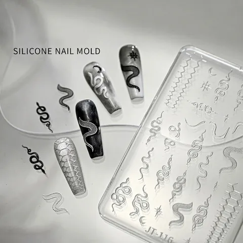 Silicone Nail Art Carving Mold 3D DIY Decoration Template Manicure Tools Embossed Pattern Butterfly Snake