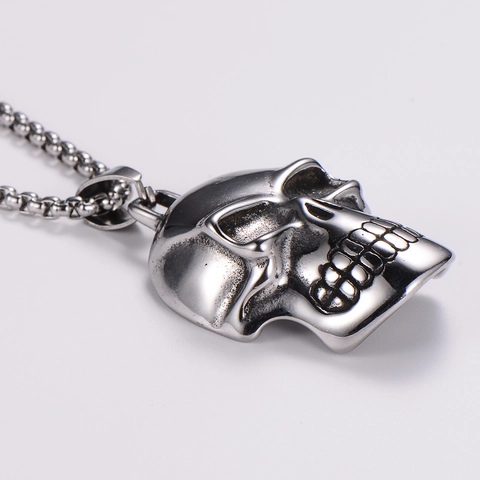 Collar Con Colgante De Calavera Acero Inoxidable 304 Gótico Punk Hip Hop Joyería De Declaración Pulida Para Hombres