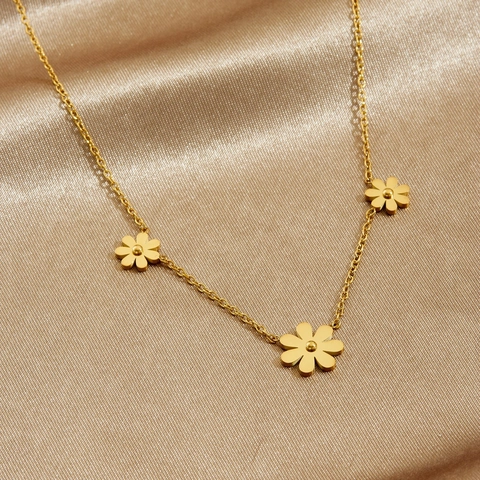 Collana Pendente Fiore Margherita Acciaio Inossidabile Placcato Oro Delicata Minimalista Catena Clavicola Gioielli Per Donne