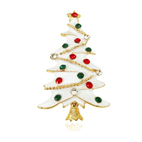 Christmas Tree Brooch Pin For Women Men Colorful Rhinestone Enamel Zinc Alloy Sparkly Holiday Party Gift Accessories