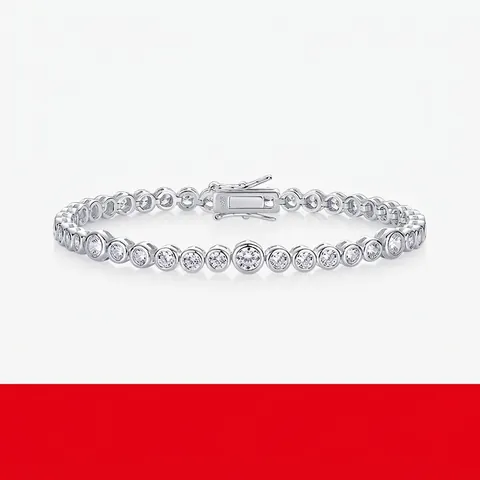 925 Sterling Silver Moissanite Tennis Bracelet For Women Luxurious Round Cut Moissanite Full Rhinestone Bracelet Wedding Jewelry Gift