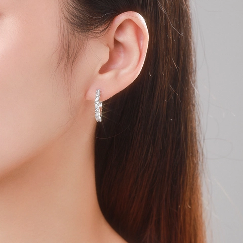 Orecchini In Argento Sterling 925 Con Zircone Chiaro Taglio Marquise Tondo Cerchi Geometrici Semplici Gioielli Di Moda Per Donne