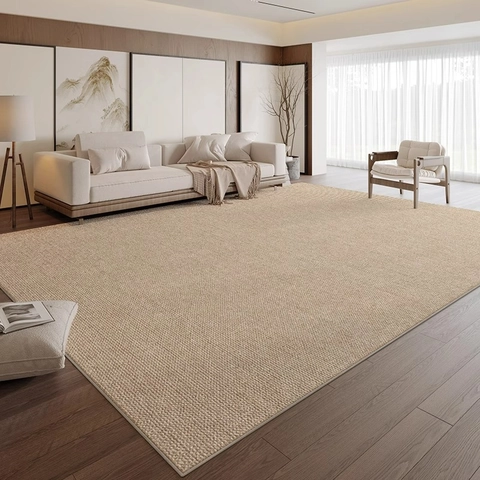 Modern Minimalist Area Rug Living Room Solid Color Waterproof High Density Loop Pile Polyester Carpet Non Slip Washable