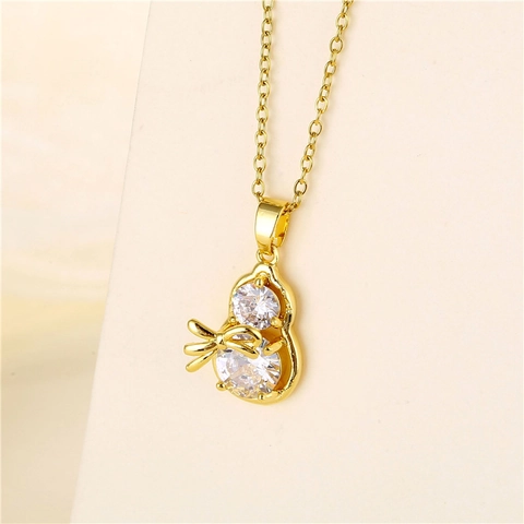 Calabash Hanger Ketting Roestvrij Staal Titanium Ketting 18K Verguld Koper Strik Zirkoon Geluksbrenger Dames