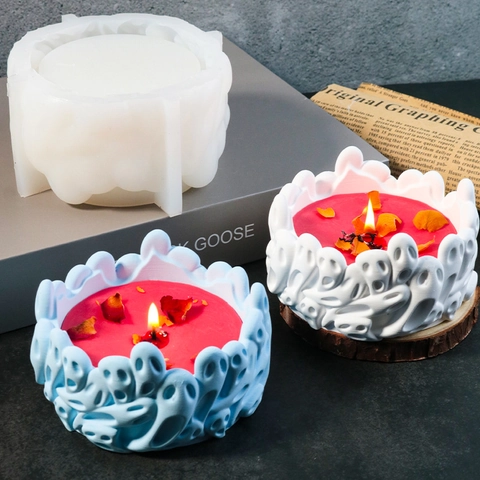 Spook Schedel Siliconen Vorm Voor DIY Kaarsen Maken Halloween Kandelaar Gips Hars Handwerk Decor Aroma