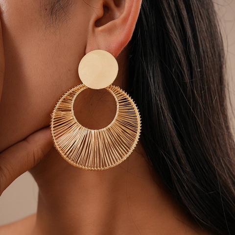 Orecchini Pendenti Rotondi Intrecciati Con 925 Sterling Silver Earring Post Gioielli Di Moda Geometrici Per Donna