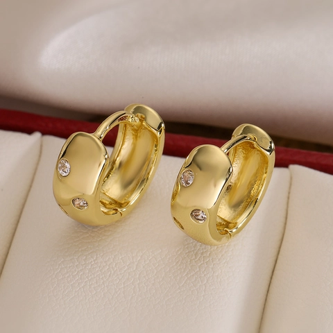 Mini Orecchini A Cerchio Rame Placcato Oro Vero Micro Incastonato Zircone Minimalista Squisito A Forma Di C Gioielli Di Moda Per Donne
