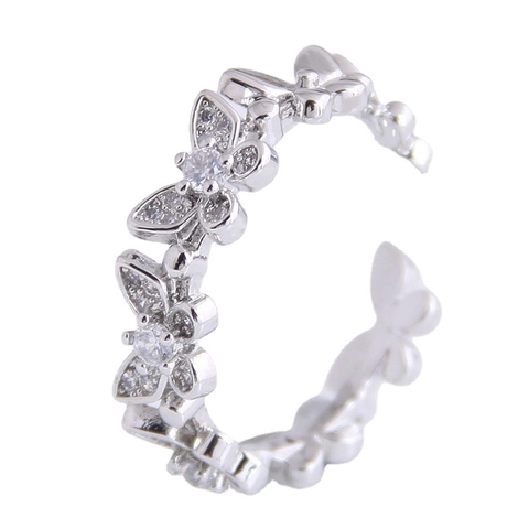 Adjustable Copper Open Ring With Butterfly Pixiu Designs And Sparkling Zircon For Women Elegant Fashion Jewelry