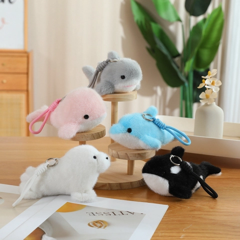 Oceaandier Pluche Sleutelhanger Zachte Dolfijn Walvis Haai Zeehond Orka Tasmanhanger Schattig Knuffelspeelgoed Ornament