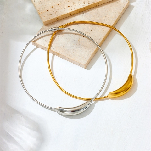Collana Choker In Acciaio Al Titanio Minimalista Tubo Curvo Chic Catena A Serpente Chiusura Magnetica Gioielli Donna