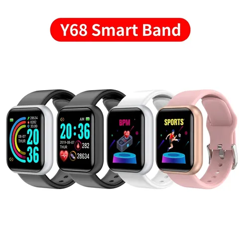 Y68 D20S Smart Watch Fitness Tracker Heart Rate Blood Pressure Monitor Sleep Tracking Macaron Color Sport Bracelet