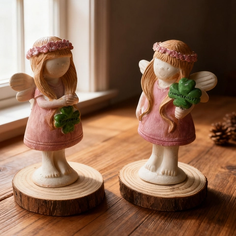 3D Engel Mädchen Silikonform Mit Flügeln Und Kleeblatt DIY Kerze Harz Gips Backen Werkzeug Handwerk Dekor