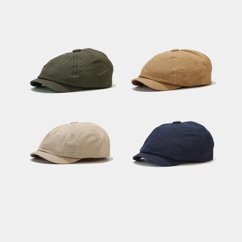 Casquette Gavroche Rétro Pur Coton Chapeau Octogonal Minimaliste Japonais Style Britannique Unisexe Vintage