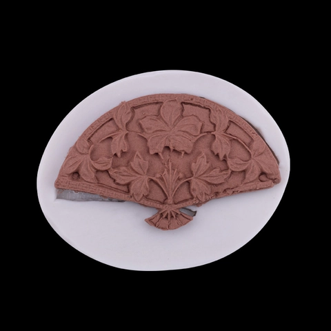 Chinese Antieke Waaier Siliconen Vorm Voor DIY Hars Klei Fondant Chocolade Taart Decoratie Bloemenpatroon Reliëf Bakgereedschap