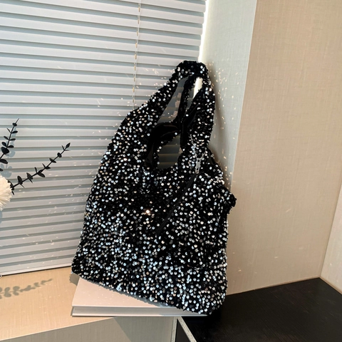 Große Kapazität Pailletten Tote Bag Für Damen Mode Shiny Hobo Umhängetasche Glitzer Pailletten Pendler Tasche Party Handtasche