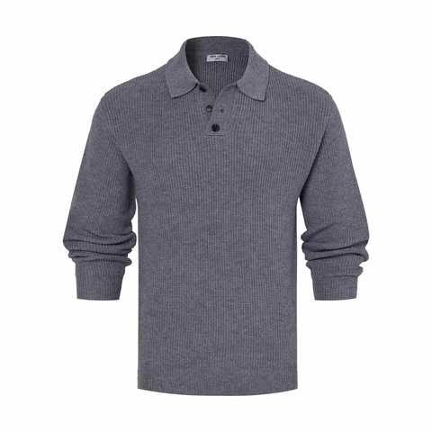Polo In Maglia A Maniche Lunghe Da Uomo Poliestere Trama A Nido D Ape Abbottonatura Business Vintage Top