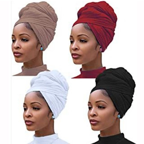 Women Solid Color Turban Headwrap Breathable Polyester Head Scarf Soft Fashion Wrap For Daily Outdoor Ladies Headwear