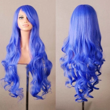 Long Curly Wig Synthetic Heat Resistant Fiber Wave Full Head Cover With Bangs Cosplay Party Harajuku Style Women