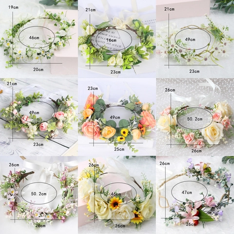 Künstlicher Blumenkranz Stirnband Eukalyptusblätter Gypsophila Rosen Band Boho Braut Hochzeit Fotografie Haarschmuck
