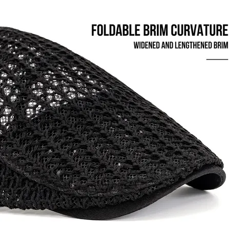 Mesh Flat Cap Breathable Summer Newsboy Ivy Hat Adjustable Lightweight Sunshade Polyester Lyocell For Men And Women