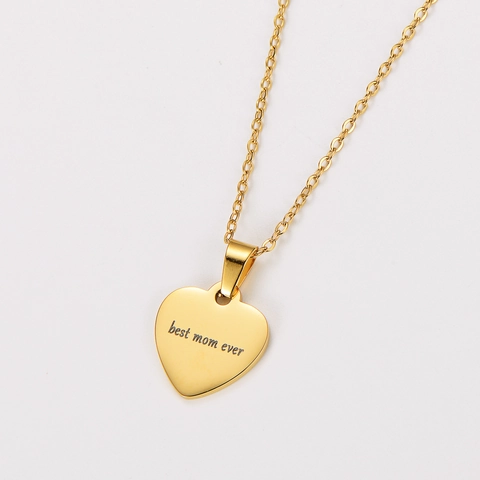 Collana Con Ciondolo A Cuore Acciaio Inossidabile Lucidato Best Mom Ever Inciso Regalo Festa Della Mamma Gioielli