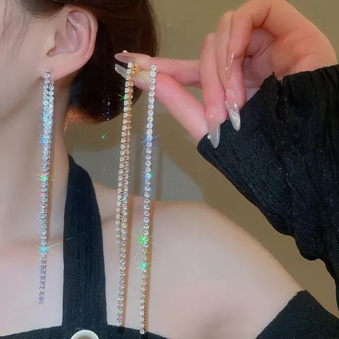 Boucles D'oreilles Pendantes À Longs Glands En Zircon Avec Tige En Argent Sterling 925 Cuivre Bijoux De Luxe Pour Femmes