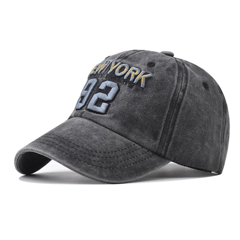 Berretto Da Baseball In Cotone Lavato Retro Vintage Ricamato New York 92 Distressed Regolabile Cappello Sportivo