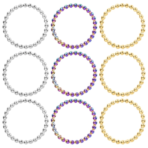 Bague Perlée En Acier Inoxydable Minimaliste Plaquage Sous Vide Bijoux Élégants À Texture Bulle Pour Femmes