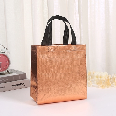Sac Cadeau Holographique en Tissu Non-Tissé Noël Cabas Métallique pour Fête Mariage Emballage Cadeau Réutilisable