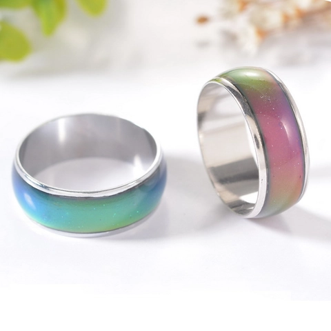 Stainless Steel Temperature Sensitive Color Changing Mood Ring Minimalist Geometric Simple Jewelry Gift For Couples Unisex