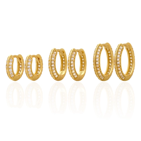 925 Sterling Silver Rhinestone Hoop Earrings For Women Luxury Pave Huggie Small Round Circle Commuter Accessory Fashion Jewelry Gift