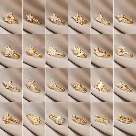 Non Pierced Nose Cuff Fake Nose Ring For Women Brass Cubic Zirconia Heart Butterfly Crown Star Evil Eye U Shaped Jewelry