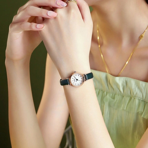Women Quartz Watch Small Mini Dial Rhinestone Leather Strap Waterproof Simple Elegant Fashion Wristwatch Girls