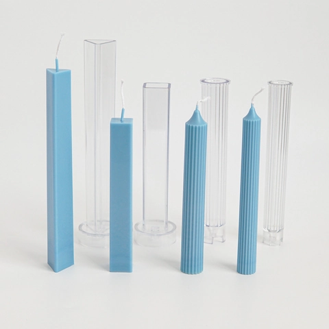 DIY Candle Mold Geometric Triangle Square Ribbed Column Plastic Acrylic Craft Tool For Scented Wax Home Decor
