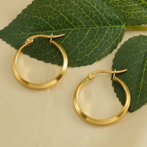 Orecchini A Cerchio Tondi In Acciaio Inossidabile Placcato Oro 18K Minimalisti Gioielli Di Moda Per Donna