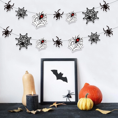 Banner Di Halloween Con Ragno E Ragnatela Ghirlanda Di Carta Decorazione Appesa Accessori Per Allestimento Scena Di Festa