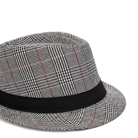 Plaid Fedora Hat Cotton Polyester Breathable Sun Protection British Retro Jazz Gentleman Style Casual Outdoors Accessory