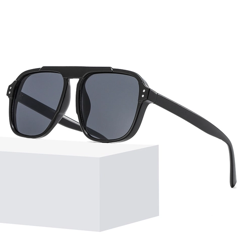 Lunettes De Soleil Rétro À Grand Cadre Protection UV400 Double Pont Mode Pour Hommes Et Femmes Sport De Plein Air