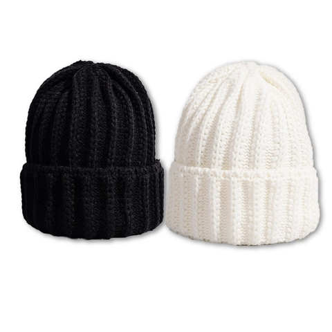 Ribbed Beanie Hat Acrylic Knit Cuffed Solid Color Thick Warm Winter Outdoor Casual Simple Fashion For Women Men