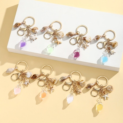 Ocean Series Luminous Shell Starfish Conch Keychain Acrylic Bag Pendant Beach Vacation Accessory For Women Kids