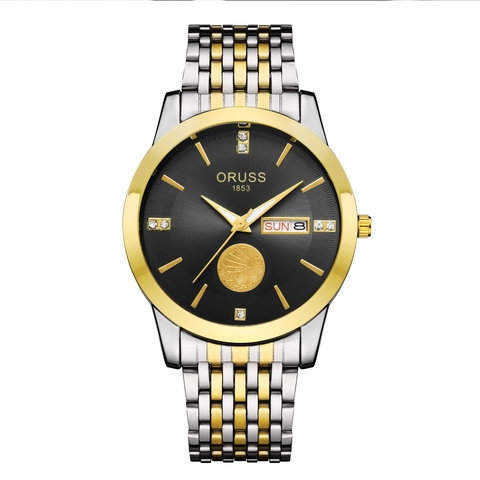 Men Quartz Watch Stainless Steel Leather Band Waterproof Luminous Day Date Display Business Casual Minimalist Wristwatch