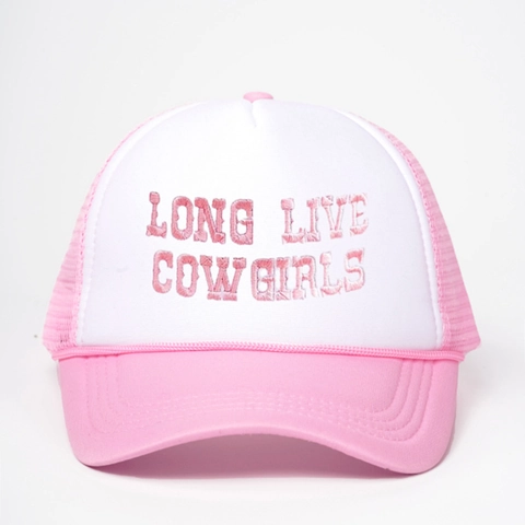 Καπέλο Trucker Με Κέντημα Long Live Cowgirls Αναπνεύσιμο Πλέγμα Πολυεστέρα Προστασία Από Τον Ήλιο Ρετρό Western Καπέλο Γυναίκες