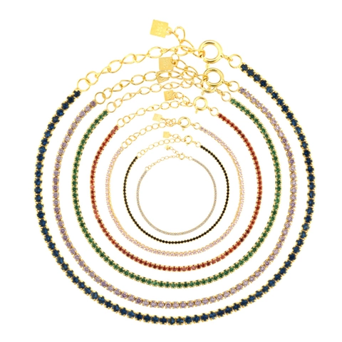 S925 Sterling Silver Colorful Zirconia Tennis Bracelet For Women Minimalist Luxury Niche Design Adjustable Link Bracelet Jewelry