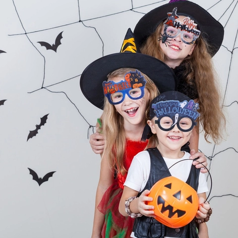 Montature Occhiali Halloween Feltro Plastica Zucca Pipistrello Fantasma Costume Festa Mascherata Decorazione Bambini Adulti