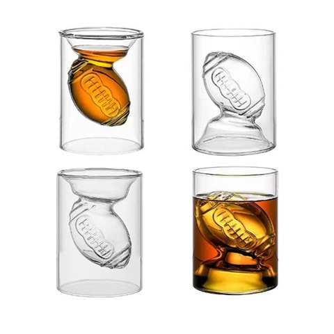 Creative Double Wall Glass Shot Glass Rugby Golf Football Inner Shaped Artistic Spirit Glass Bar Drinkware Novelty Gift