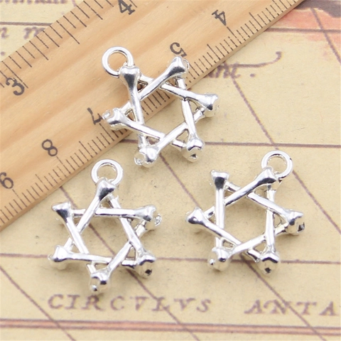 Ciondolo Esagramma Stella Di David Osso Lega Argento Antico Gotico Pendente Produzione Gioielli Per Collana Bracciale