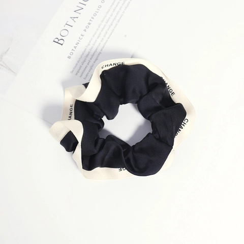 Letter Print Satin Scrunchies Satin Like Contrast Color Elastic Hair Ties Ponytail Holder Fashion Hair Accessories